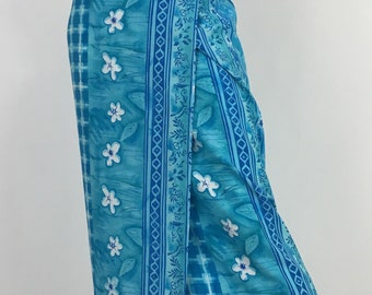 Falda envuelta de los años 90/1990s falda midi /90s zig zag falda /vintage azul floral falda midi