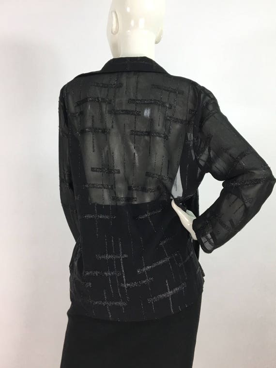 80s black sheer blouse/vintage blouse/1980s black… - image 7