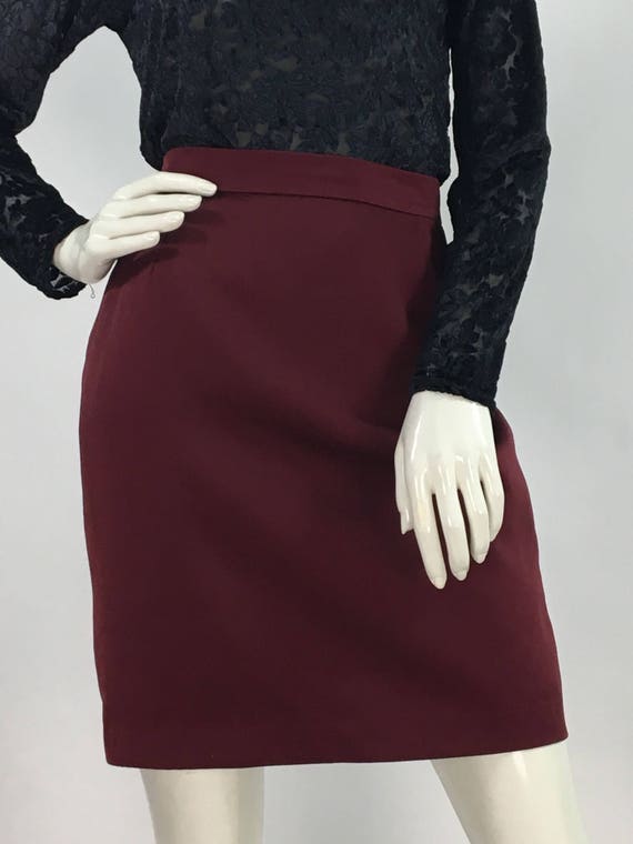 80s burgundy mini skirt/1980s mini skirt