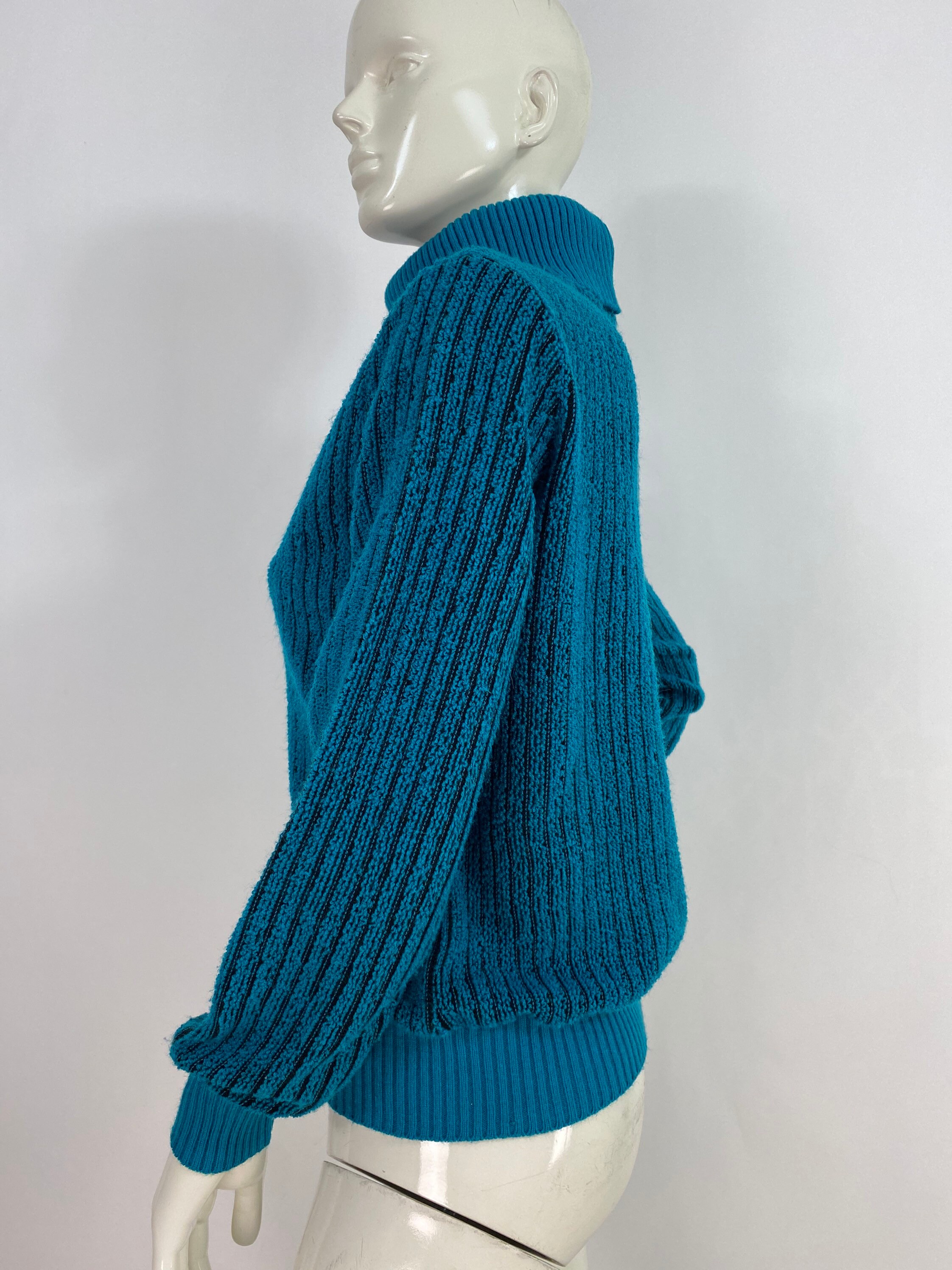 Vintage Lurex Thread Pattern Turtleneck Jumper - M