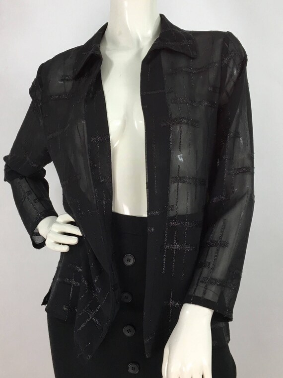 80s black sheer blouse/vintage blouse/1980s black… - image 9