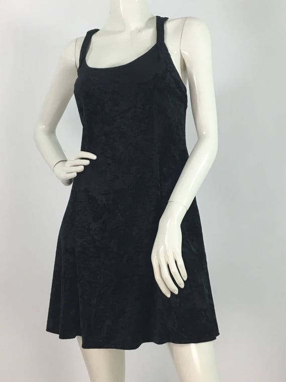 90s black velvet skater dress/1990s velvet skater - image 8