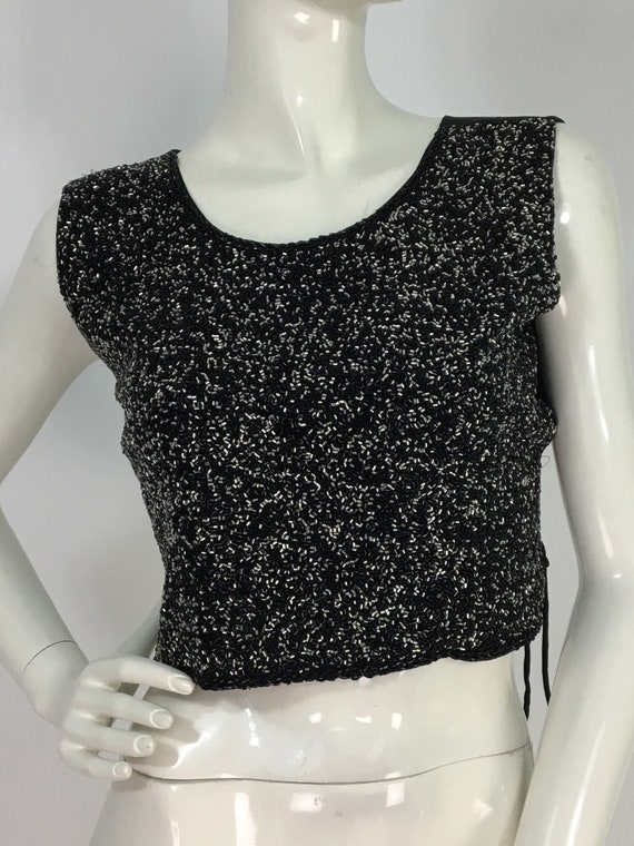 90s beaded crop top/1990s beaded crop/lace up side