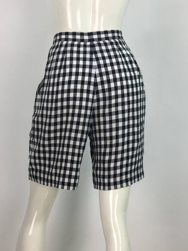 80s Checkered High Waist Shorts /black White Checkered Shorts - Etsy Canada