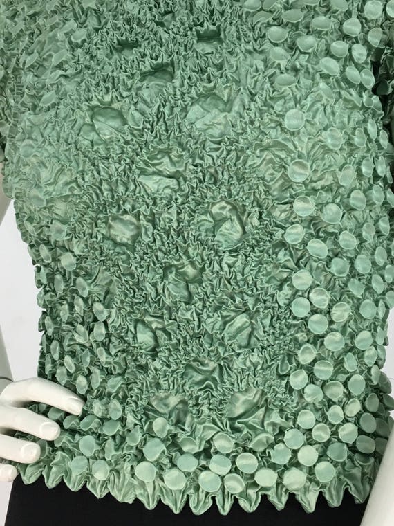 Vintage popcorn blouse/mint green bubble top/popc… - image 1