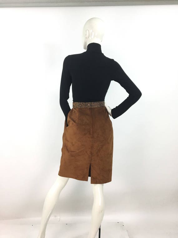 80s midi genuine leather skirt, 1980s leather ski… - image 4