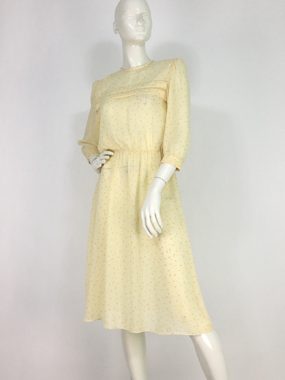70s midi dress/yellow midi dress