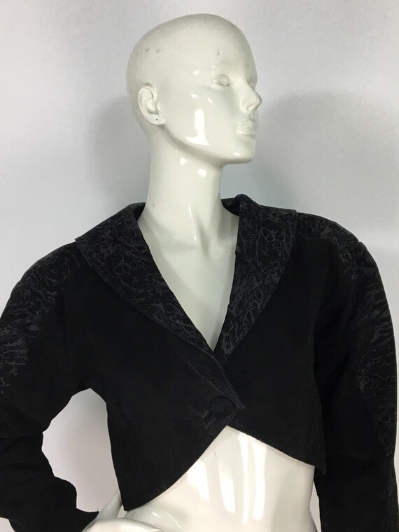 1980s leather jacket/80s crop leather jacket/80s P