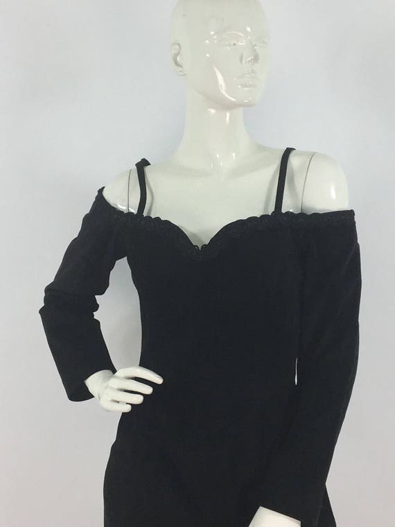 1980s small leather dress, 80s off the shoulder bl