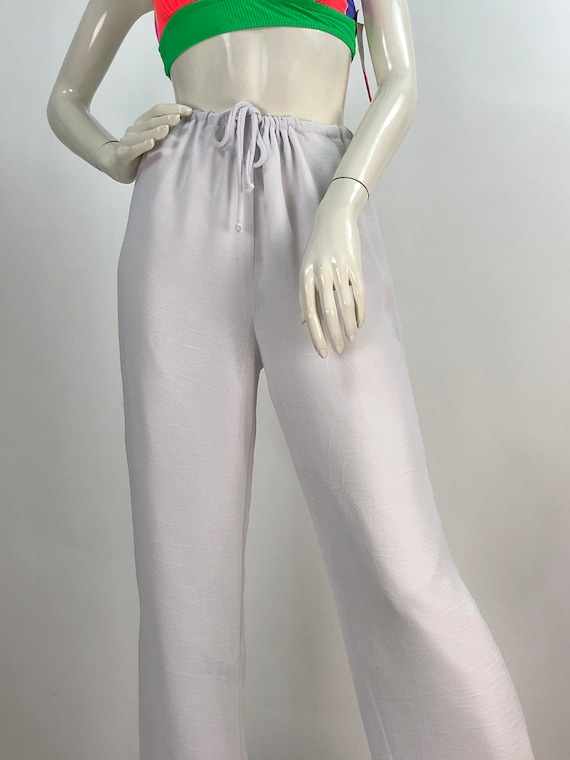90s pants/white lined pants/vintage white pants