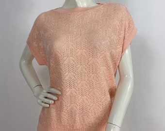 80s pink pullover, vintage knit pullover