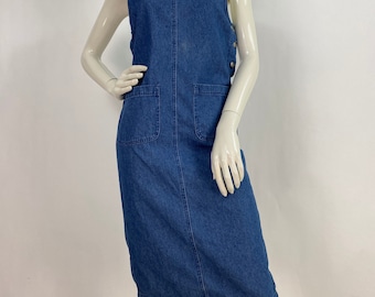 90s jean dress, overalls jean dress