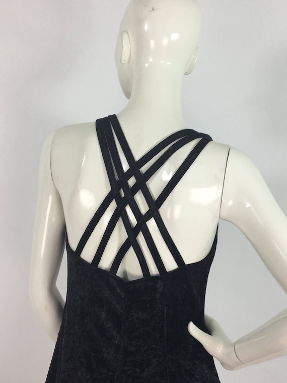 90s black velvet skater dress/1990s velvet skater