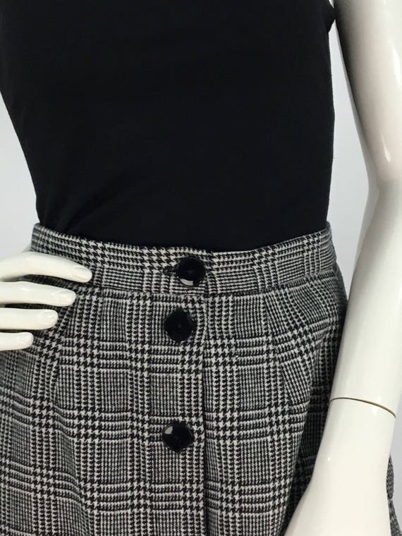 1970s wool plaid button front skirt