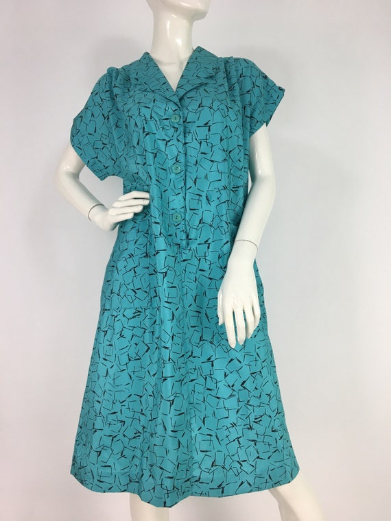 60s midi dress/1960s teal midi dress - image 5