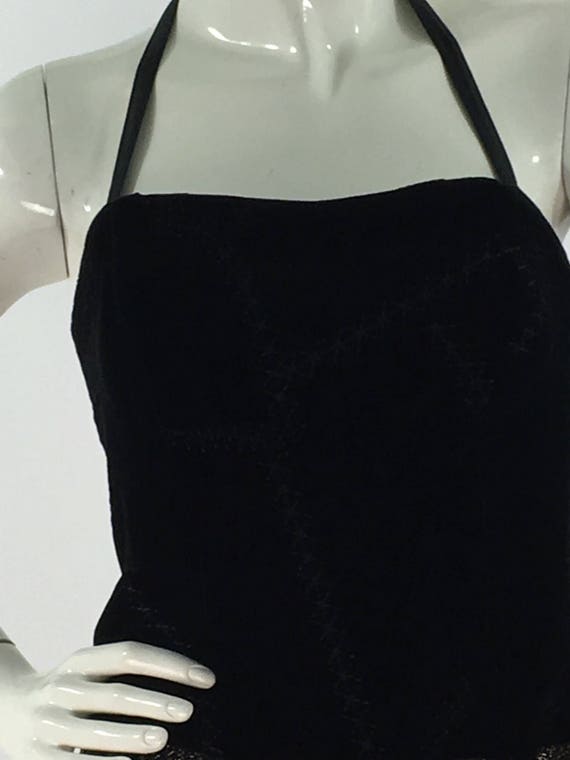 Crushed velvet black vintage halter top