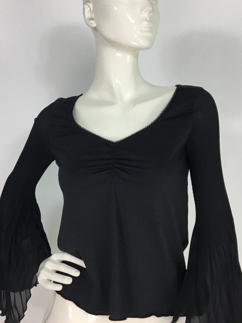 Black bell sleeve topBell sleeve blouseTessuti Collection