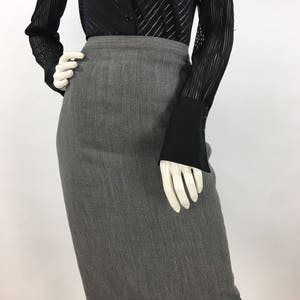 70s vintage pencil skirt, grey pencil skirt, 1970s high waist skirt