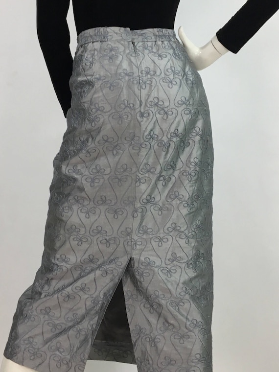 90s Lily & Taylor 100% silk skirt/1990s silk midi… - image 2