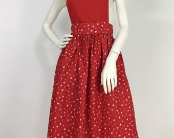 1950s red apron dress/50s retro dress/retro apron dress