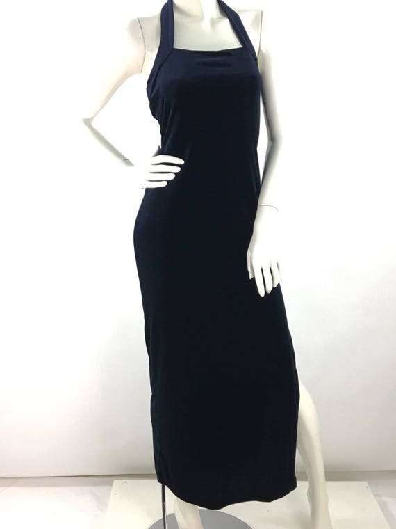Vintage Scarlet crushed velvet evening gown dark b