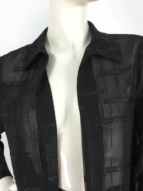 80s black sheer blouse/vintage blouse/1980s black… - image 5