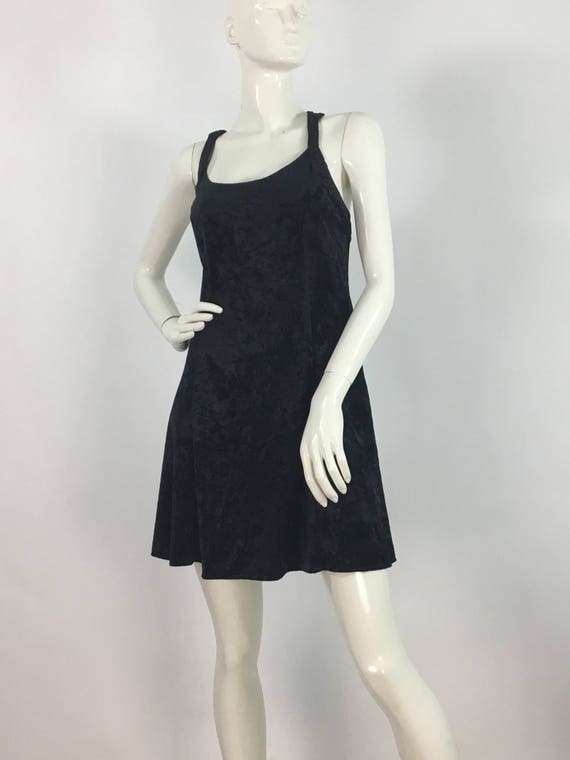 90s black velvet skater dress/1990s velvet skater - image 4