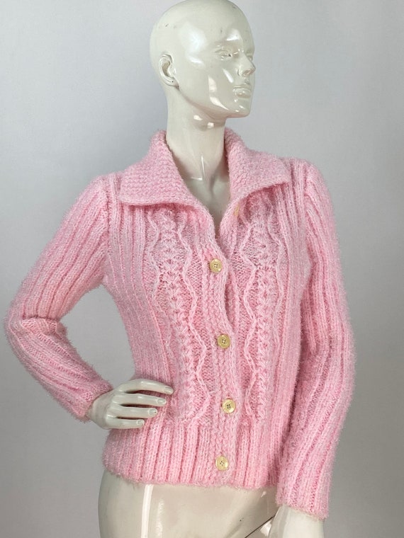 Pink cardigan sweater/vintage cardigan/pink cardig