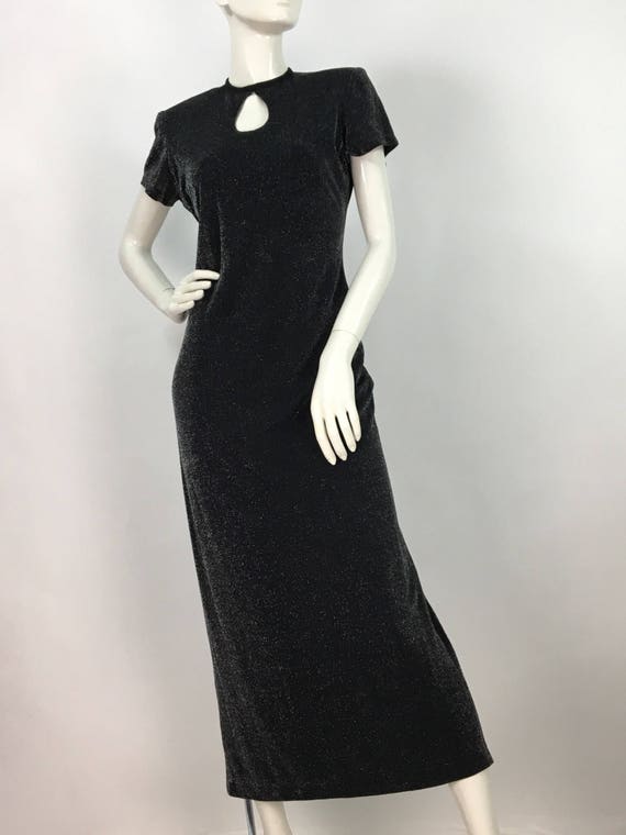 Vintage Lori Ann maxi/black metallic shimmer maxi