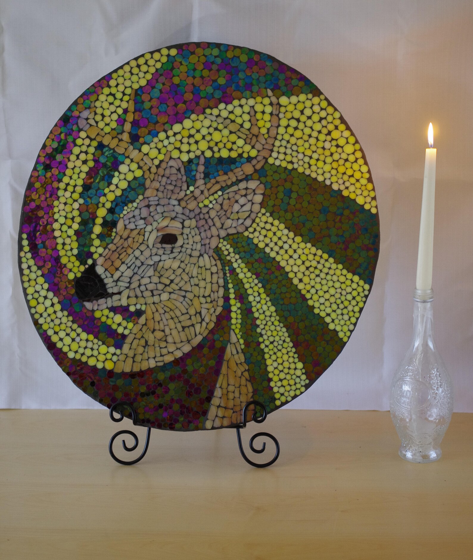 Glass Mosaic Deer , Spiral, Mosaic Panel Etsy
