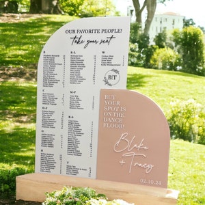 Duo Seating Chart, Welcome Sign and Seating Chart, Arched Wedding Sign, Duo Arched seating chart and name wedding sign, wedding welcome sign