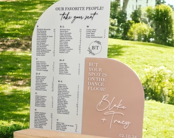 Duo Seating Chart, Welcome Sign and Seating Chart, Arched Wedding Sign, Duo Arched seating chart and name wedding sign, wedding welcome sign
