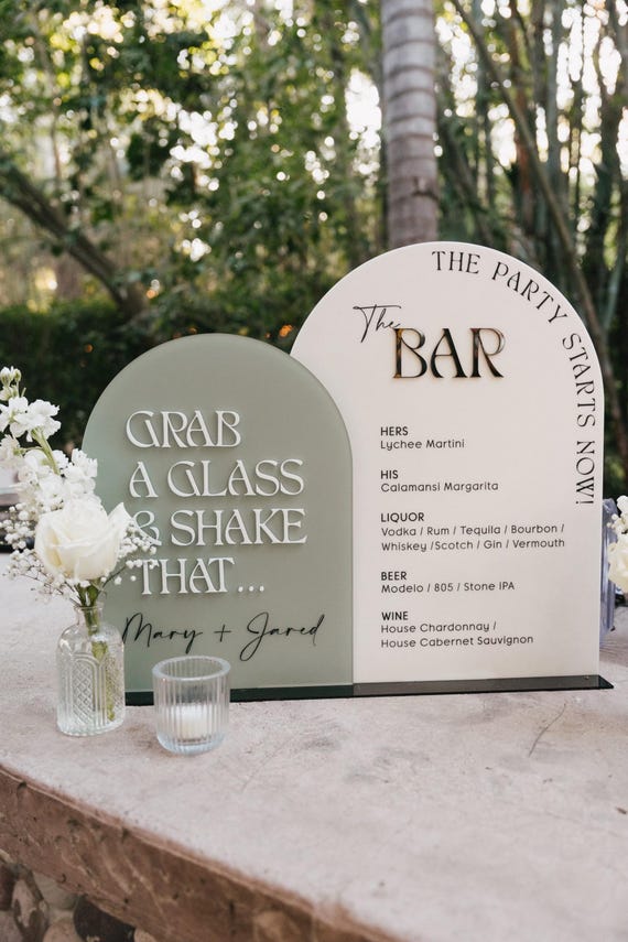 Duo Bar Sign | Arched Wedding Signage | Bar sign | Signature Drinks Sign | Wedding Unique Signage | Menu Sign | Drink Sign | Signature Drink