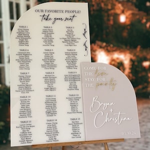 Duo Seating Chart, Welcome Sign and Seating Chart, Arched Wedding Sign, Duo Arched seating chart and name wedding sign, wedding welcome sign