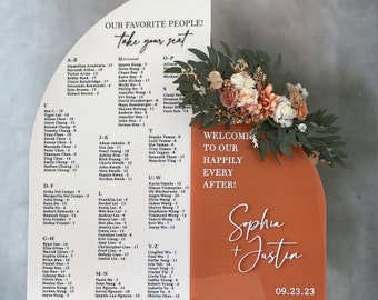 Duo Seating Chart, Welcome Sign and Seating Chart, Arched Wedding Sign, Duo Arched seating chart and name wedding sign, wedding welcome sign