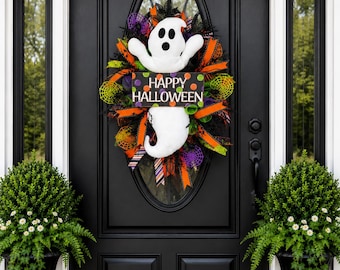 Halloween wreath for front door, Halloween decor, fall wreath, witch wreath, whimsical Halloween, front door decor