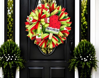 Summer watermelon wreath for front door, summer wreath, spring wreath, everyday wreath, welcome wreath, watermelon decor, seasonal wreath