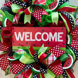 Watermelon wreath for front door, summer wreath, watermelon decor, fruit wreath, front door decor