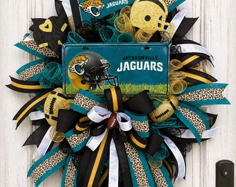 Jacksonville Jaguars Football Wreath, NFL jaguars football wreath, JAGS decor, DUUUVAL wreath, teal and black wreath, Jaguars Nation wreath