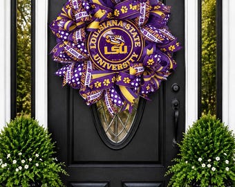 University of Louisiana wreath, LSU wreath, Louisiana wreath, college wreath, purple and gold wreath, LSU tigers wreath, LSU decor