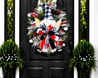 Elf wreath for front door, Christmas wreath, Christmas decor, door wreath, holiday wreath, winter wreath, elf decor, front door decor