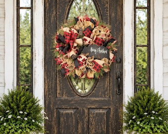Black Bear Wreath for front door, bear wreath for front door, cabin wreath for front door, rustic wreath, lodge wreath, mountain wreath
