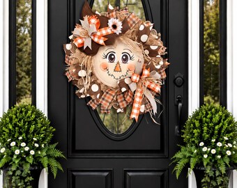 Fall wreath for front door, scarecrow wreath, fall decor, autumn wreath, thanksgiving wreath, front door decor, thanksgiving decor