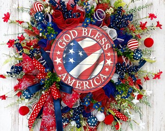Patriotic wreath for a front door, July 4th wreath, summer wreath, independence, day, veterans wreath, memorial Day, wreath, door decor