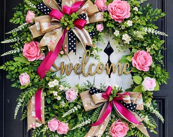 Easter wreaths for front door, Summer wreath for front door, spring wreath, Easter wreath, farmhouse style, welcome wreath, Easter decor