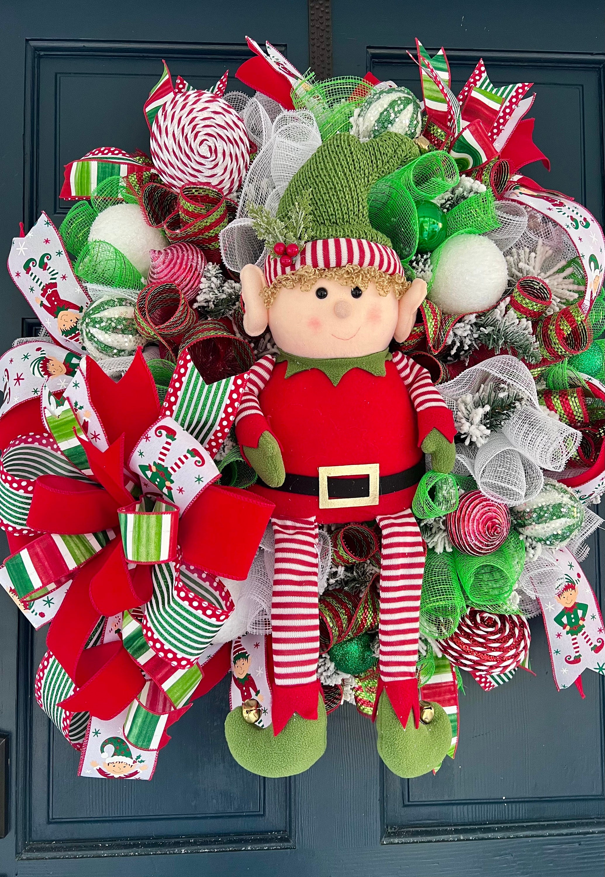 Christmas wreath for front door, elf wreath, Christmas decor, door wreath, holiday wreath, winter wreath, elf decor, front door decor