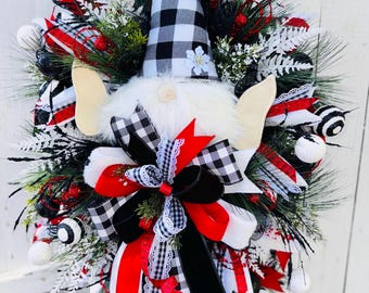 Elf wreath for front door, Christmas wreath, Christmas decor, door wreath, holiday wreath, winter wreath, elf decor, front door decor