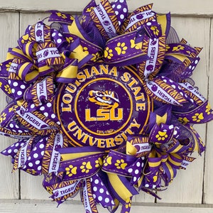 LSU Wreath for front door, Louisiana State Wreath for front door, college wreath for front door, everyday wreath decor