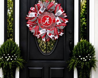 Alabama Crimson Tide Wreath for front door, University of Alabama decor, college wreath, Alabama welcome wreath, college decor, door wreath