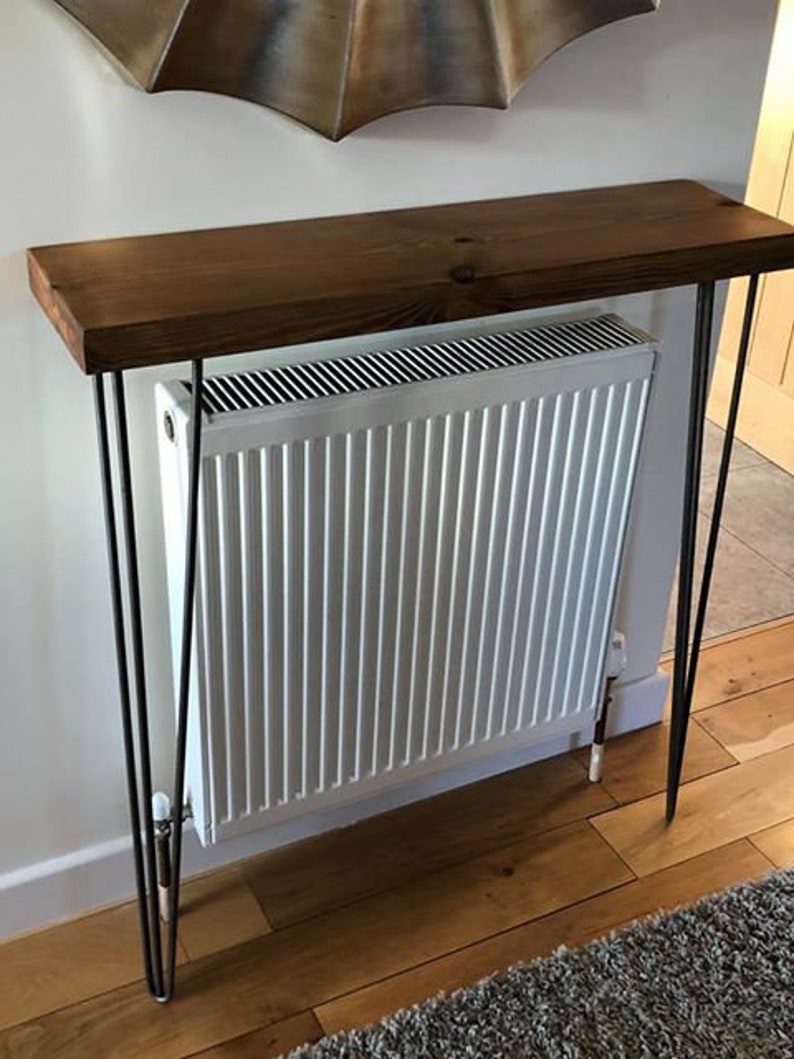 Rustic Radiator Shelf, Console Table With Hairpin Legs. Bespoke